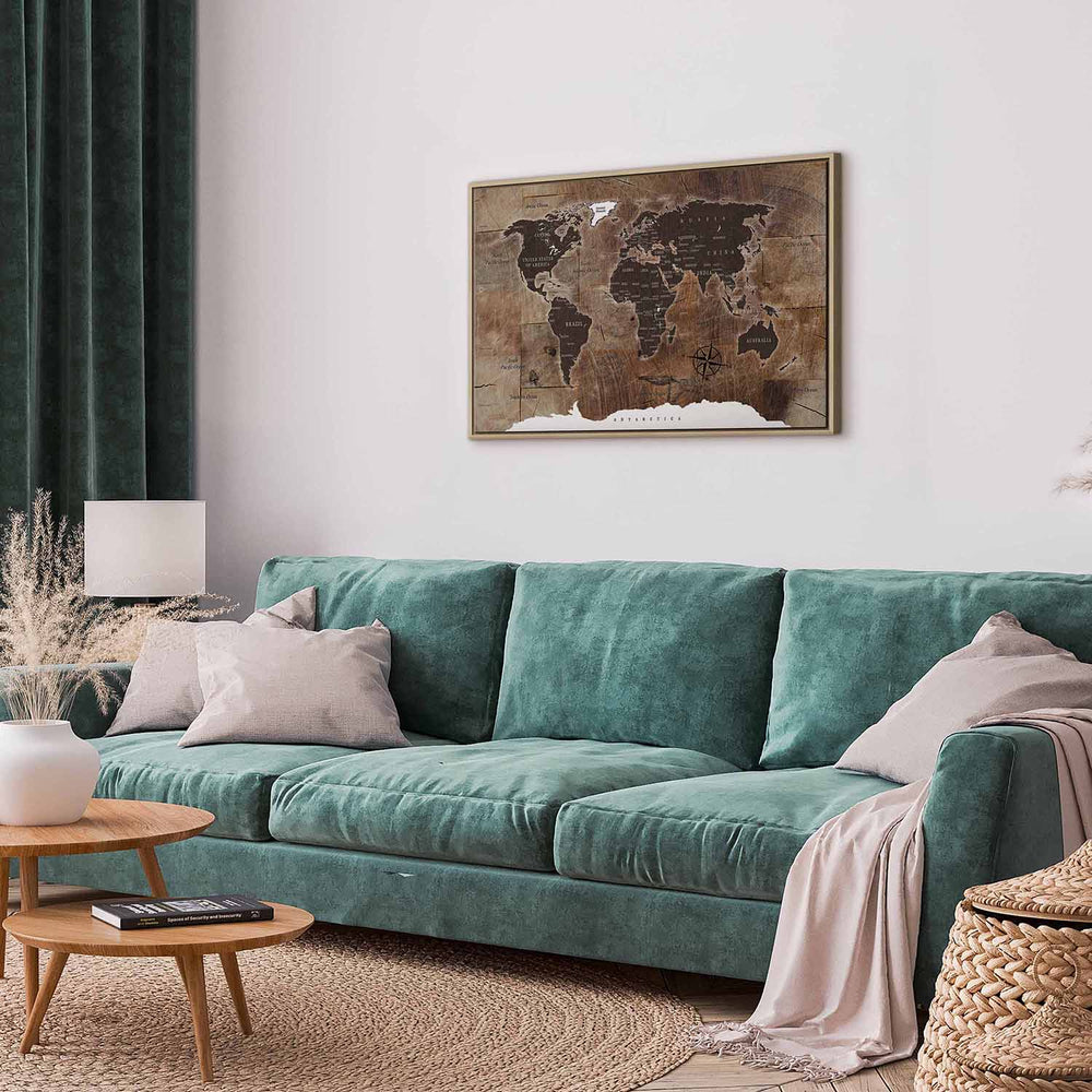 Glezna koka rāmī - Pasaules karte: Koka mozaīka - pirkt gleznas online G ART