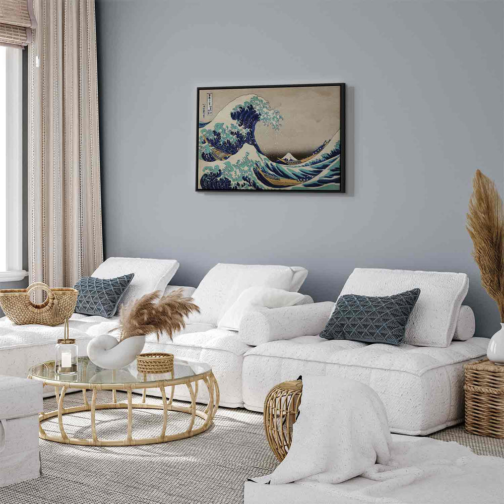 Glezna melnā koka rāmī - Lielais Kanagavas vilnis - pirkt gleznu G ART