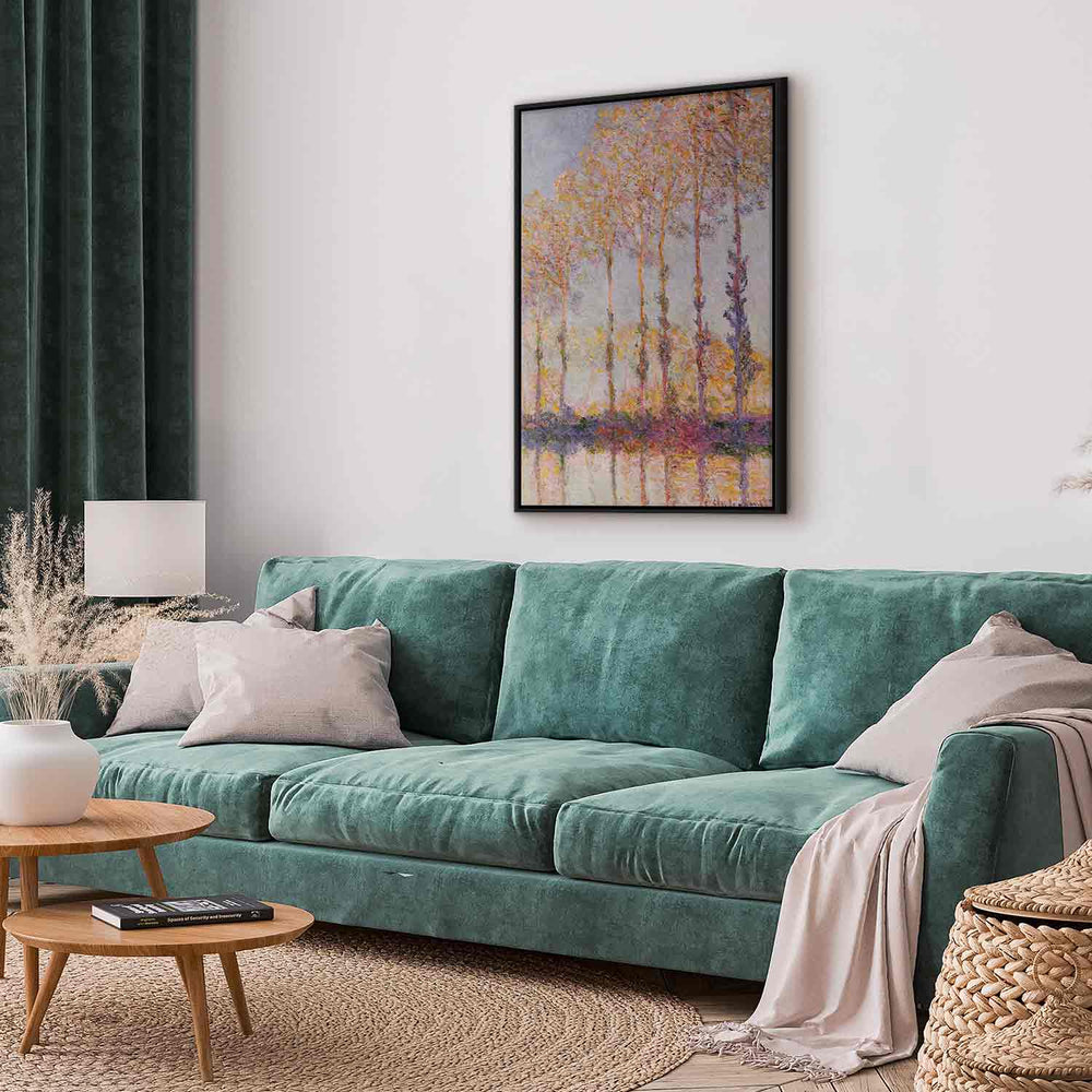 Glezna melnā koka rāmī - Topoli Epte upes krastā, 60x90 cm G ART