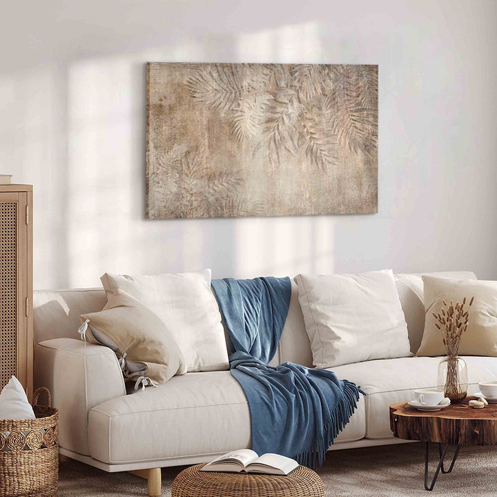 Glezna uz akrila stikla ar palmu lapām brūnos toņos, 151502 Artgeist