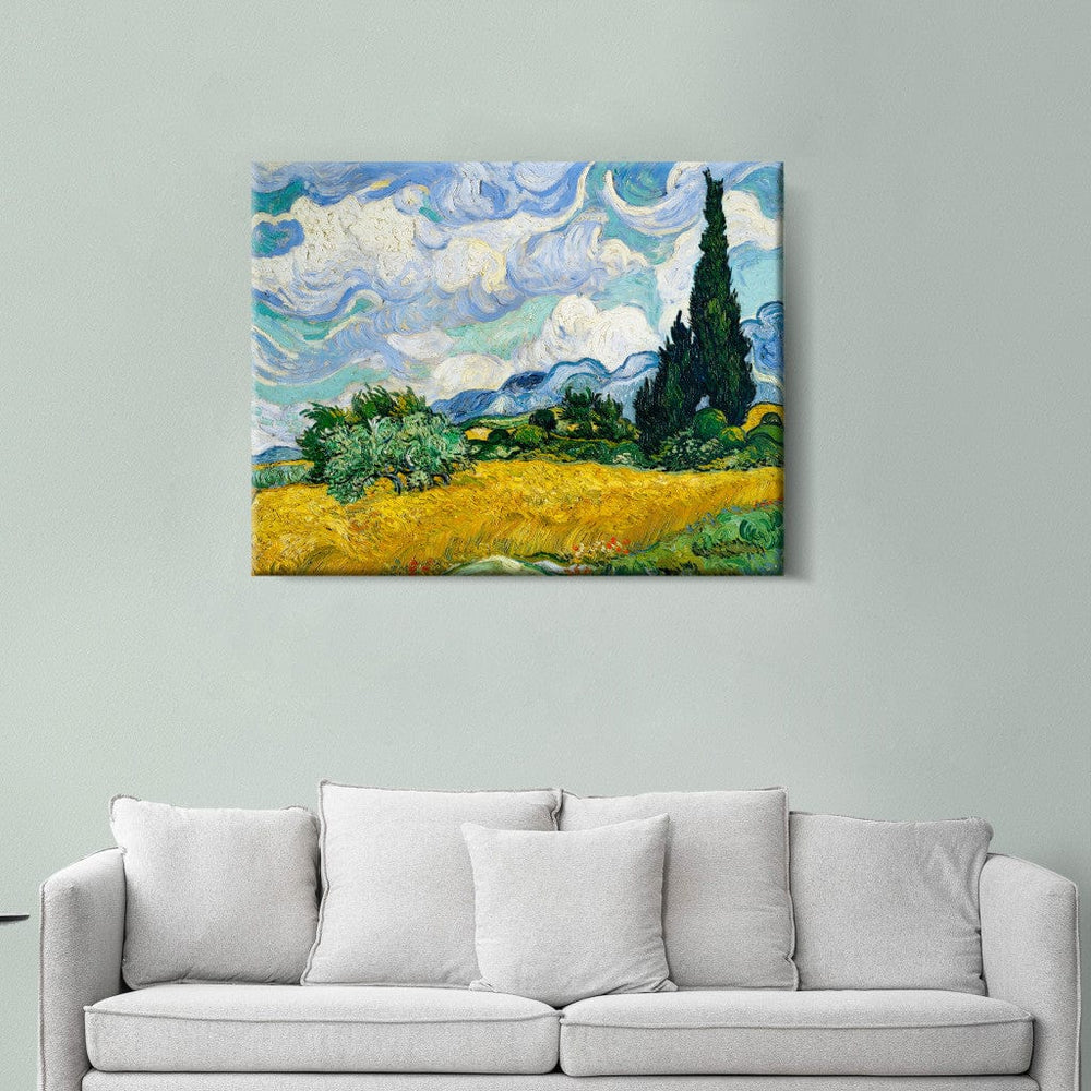 Gleznas reprodukcija /Vinsents van Gogs/ - Kviešu lauks ar cipresēm G ART