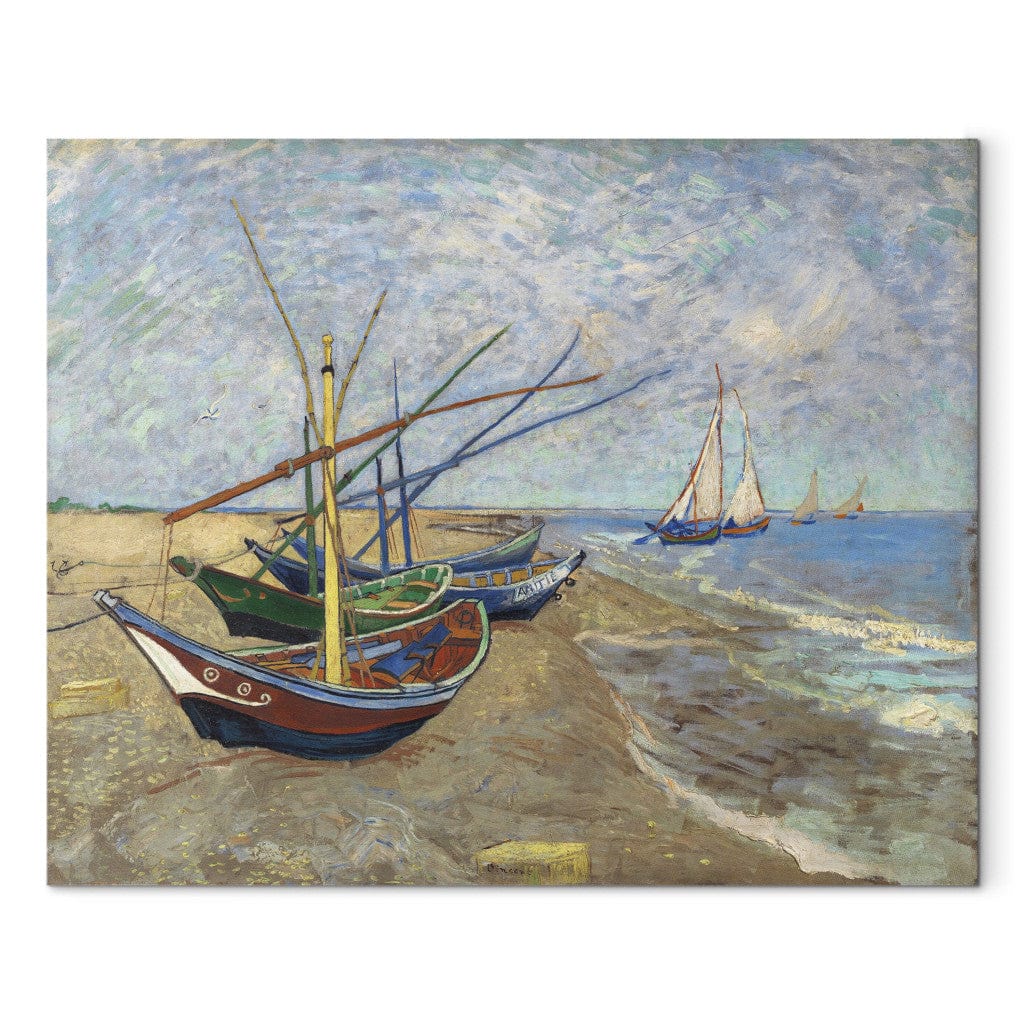 Gleznas reprodukcija /Vinsents van Gogs/ - Zvejas laivas Saintes Maries de la Mer pludmalē G ART