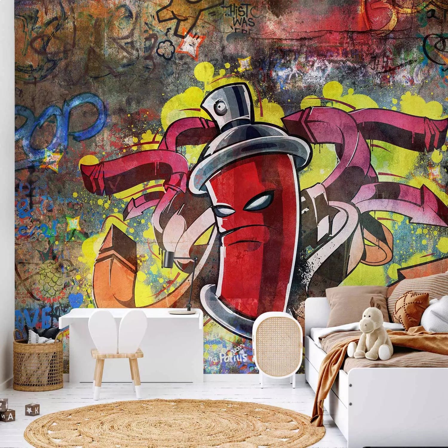 Wall Murals for the youth room with graffiti and red balloon