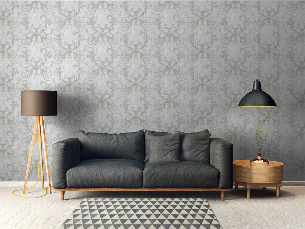 Tapetes 376481 AS Creation ar vintāža rakstu pelēkos toņos Tapetenshop.lv