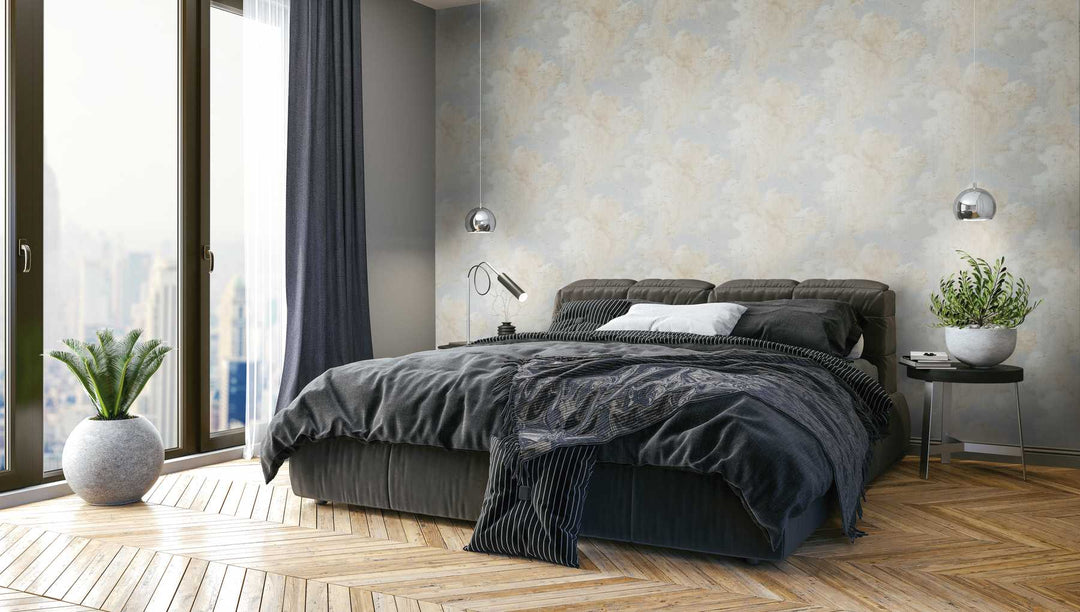 Tapetes 376492 AS Creation - vintaža zilā un bēša toņos Tapetenshop.lv