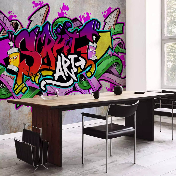 Valokuvatapetti graffitilla katutaidetta - monivärinen - 123962