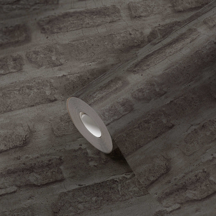 Industriālā stila tapetes ar akmens izskatu – antracītā krāsā 374223 AS Creation