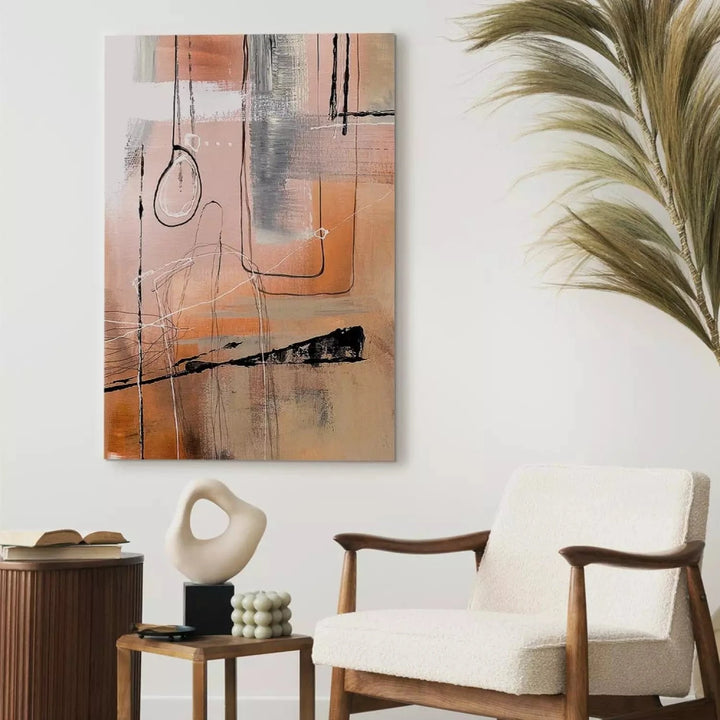 Kanva - abstrakta kompozīcija mākslinieciskā stilā - persiku krāsā G-ART