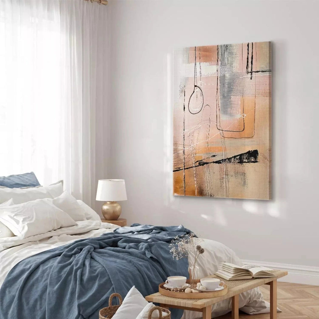 Kanva - abstrakta kompozīcija mākslinieciskā stilā - persiku krāsā G-ART