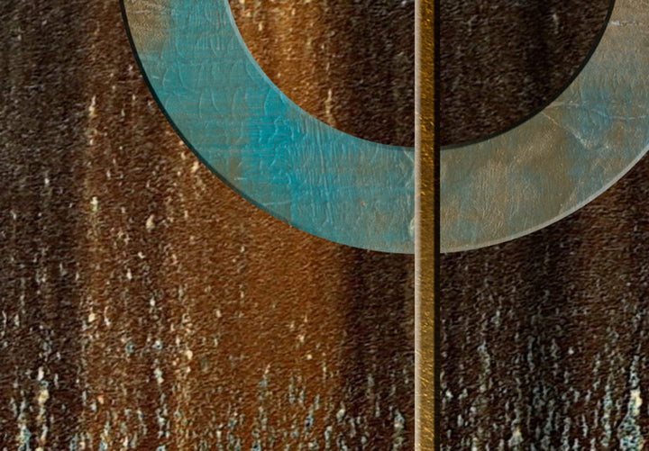 Glezna ar abstrakciju brūnā un tirkīzā krāsā, 91940 G-ART