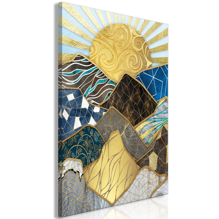 Glezna ar abstrakciju: kalniem un saulrietu - Burvīgā zeme, 128347 G-ART.