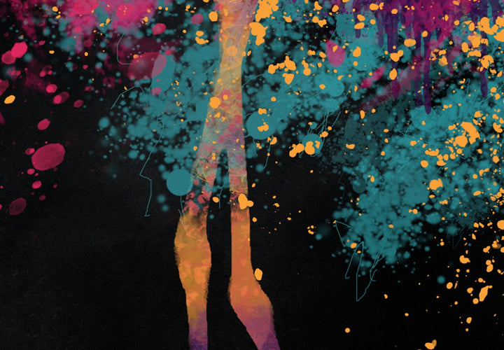 Glezna - ar abstrakta flamingo uz melna fona, 130439, (x 1) G-ART.