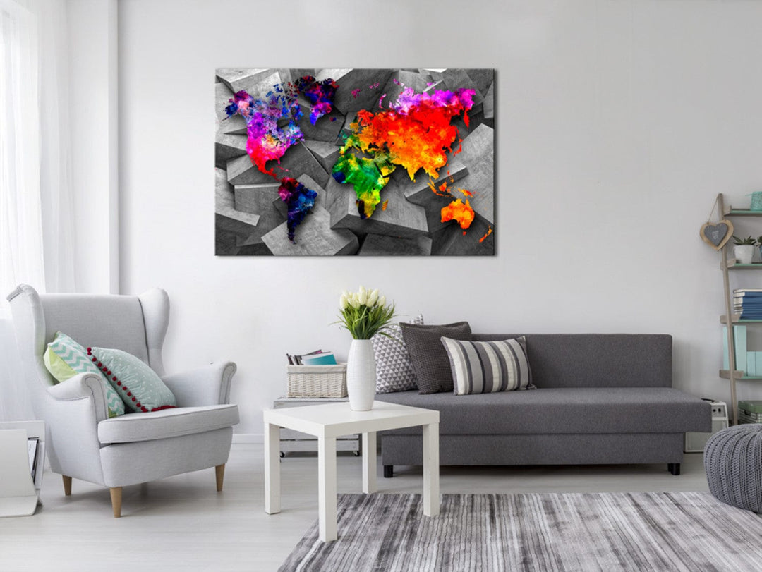 Glezna ar abstrakta karti uz 3d fona - Kubiskā pasaule, 93805m (x1) G-ART.