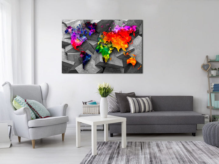 Glezna ar abstrakta karti uz 3d fona - Kubiskā pasaule, 93805m (x1) G-ART.