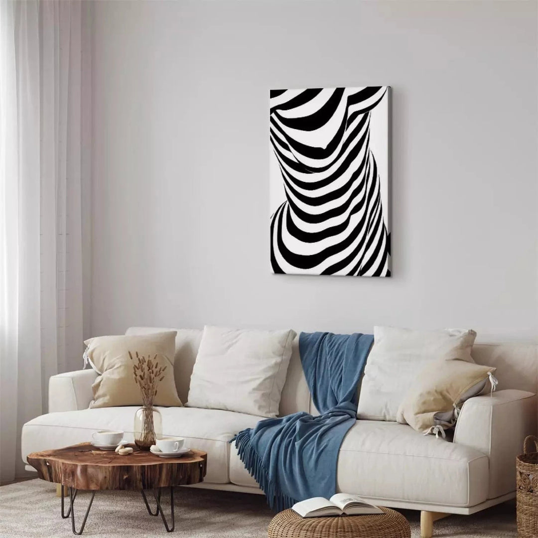 Kanva ar abstrakta rakstu - Sieviete-zebra, 117075, melnbalta ART XL