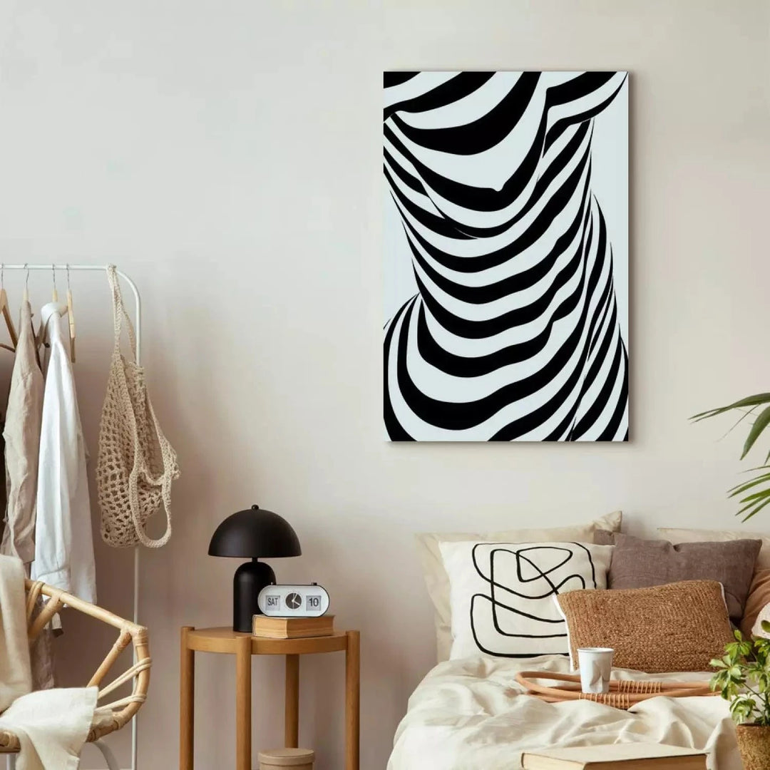 Kanva ar abstrakta rakstu - Sieviete-zebra, 117075, melnbalta ART XL