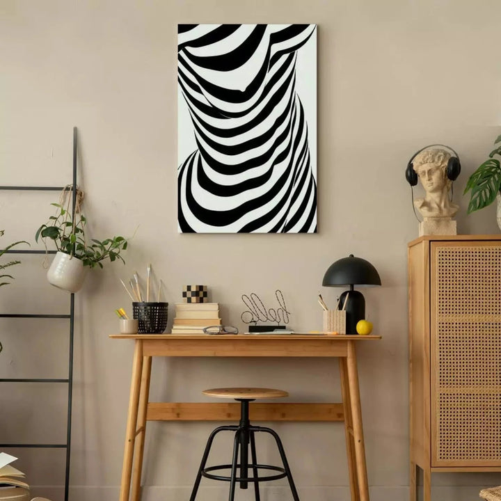 Kanva ar abstrakta rakstu - Sieviete-zebra, 117075, melnbalta ART XL