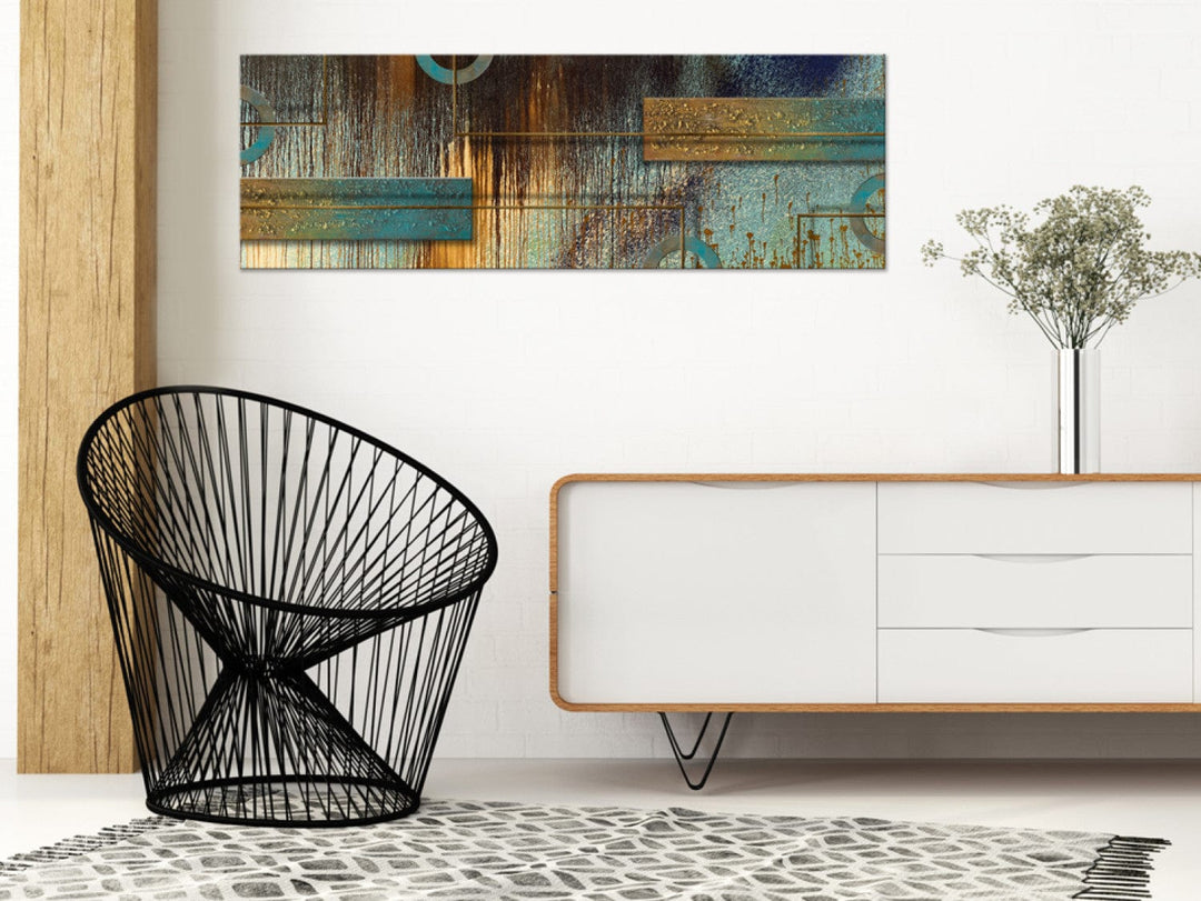 Glezna ar abstrakta rakstu tirkīza toņos - Mākslinieciskā variācija G-ART.