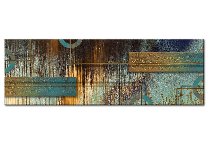 Glezna ar abstrakta rakstu tirkīza toņos - Mākslinieciskā variācija G-ART.