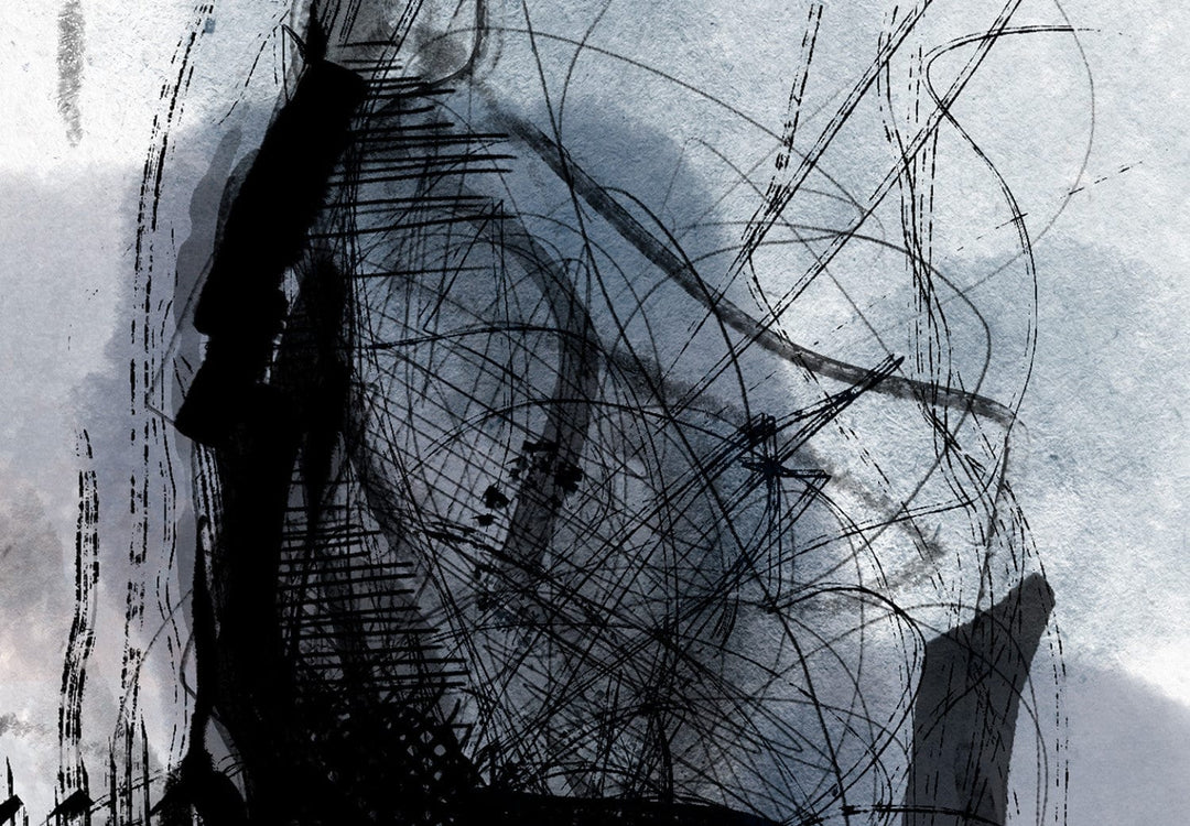 Glezna ar abstrakta rakstu uz balta pamata - Straume (x 1) - 131685 G-ART.