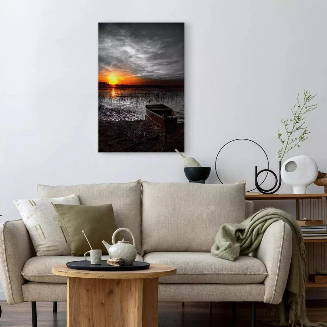 Kanva ar dabas skatu - Romantiskais ezers, (x 1), pelēka, oranža G-ART