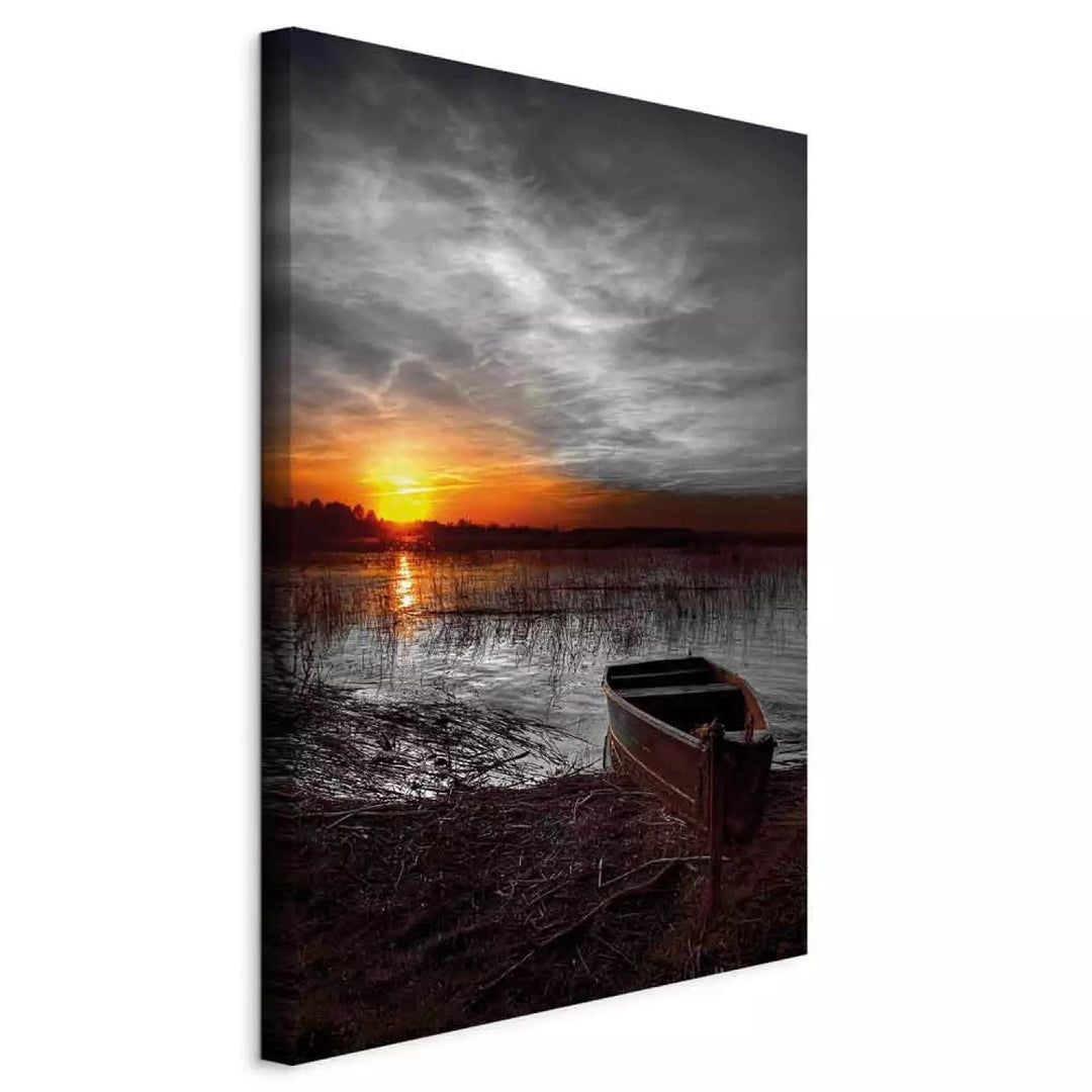 Kanva ar dabas skatu - Romantiskais ezers, (x 1), pelēka, oranža G-ART