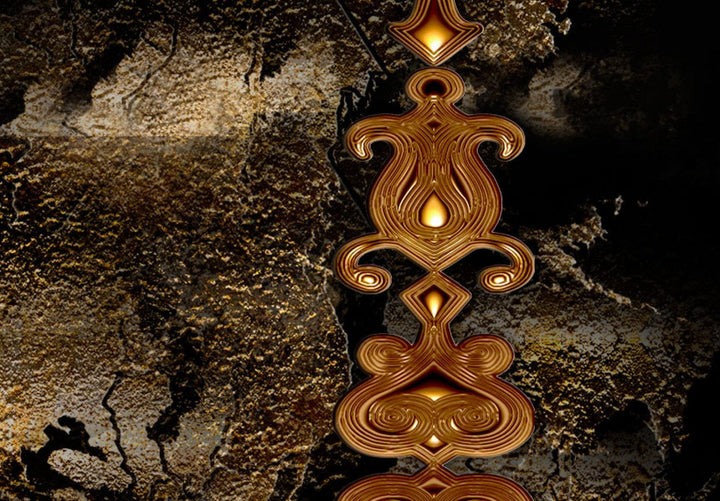 Glezna ar lauvu uz tumši brūna fona - Zelta lauvu, (x 5), 50001 G-ART