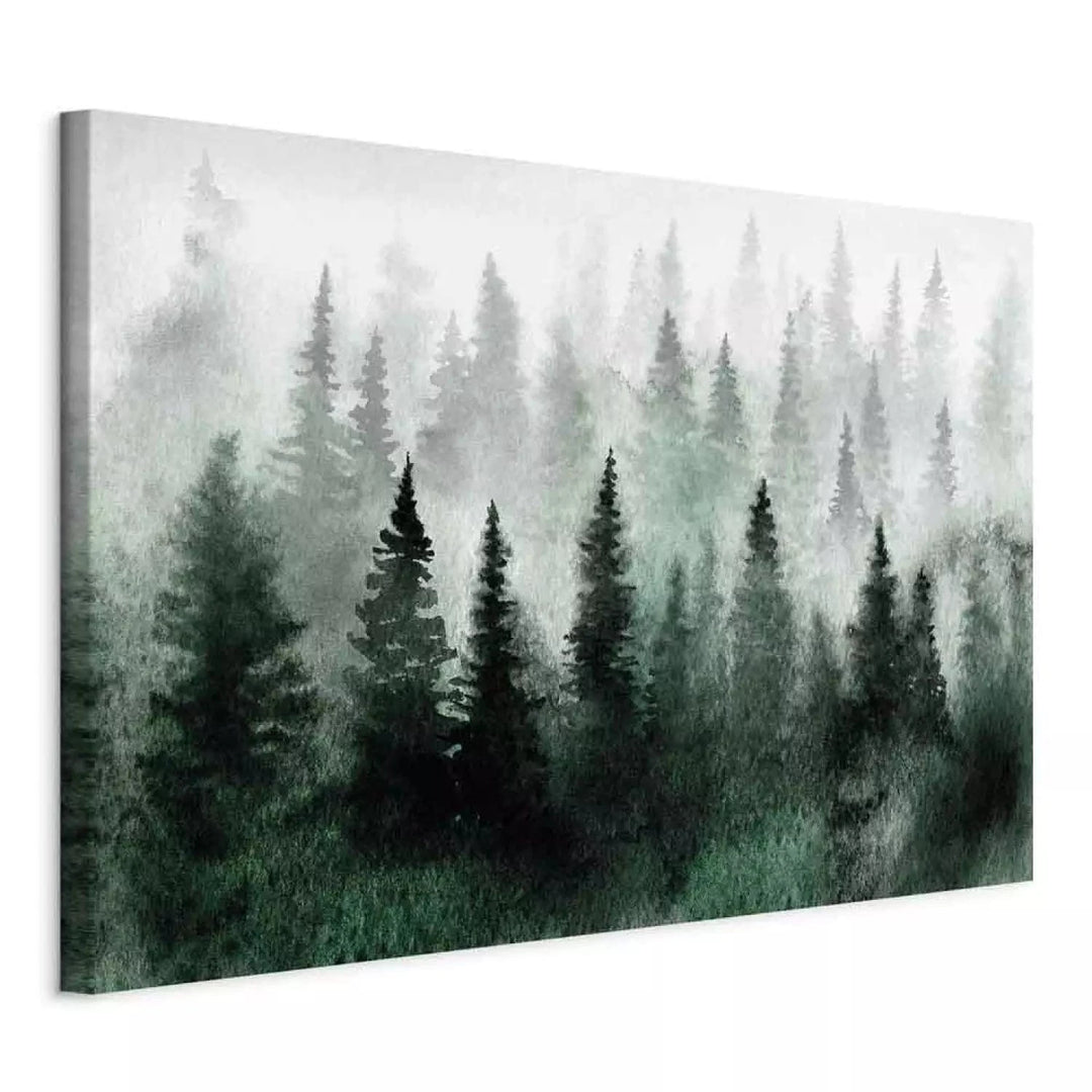 Glezna ar mežu - Skandināvijas miglainais mežs zaļā krāsā, 134603 ART XL