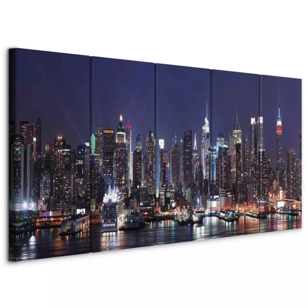 Kanva ar nakts Ņujorku -  Nakts dzīve, 98217, zila, melna ART XL
