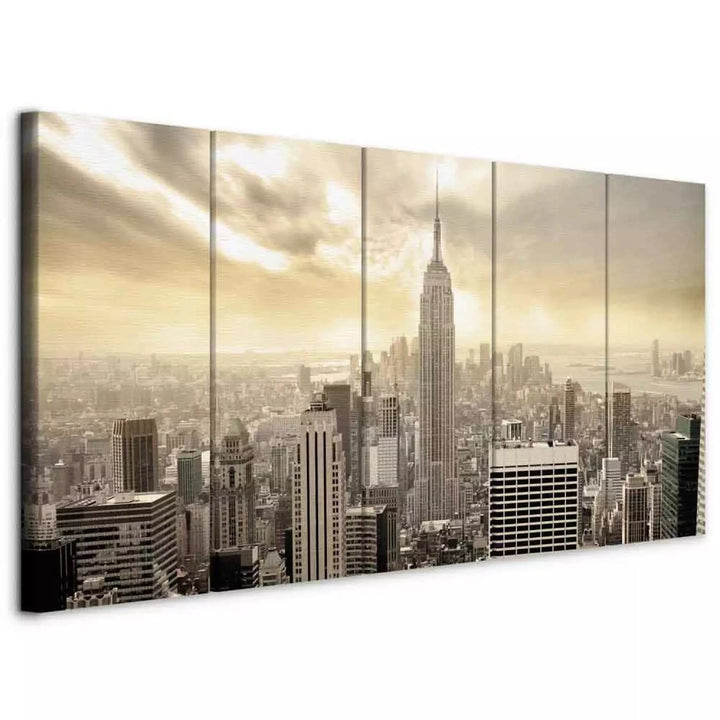 Kanva ar Ņujorku - Manhetenas skats, 98582, pelēka, dzeltena, taupe ART XL