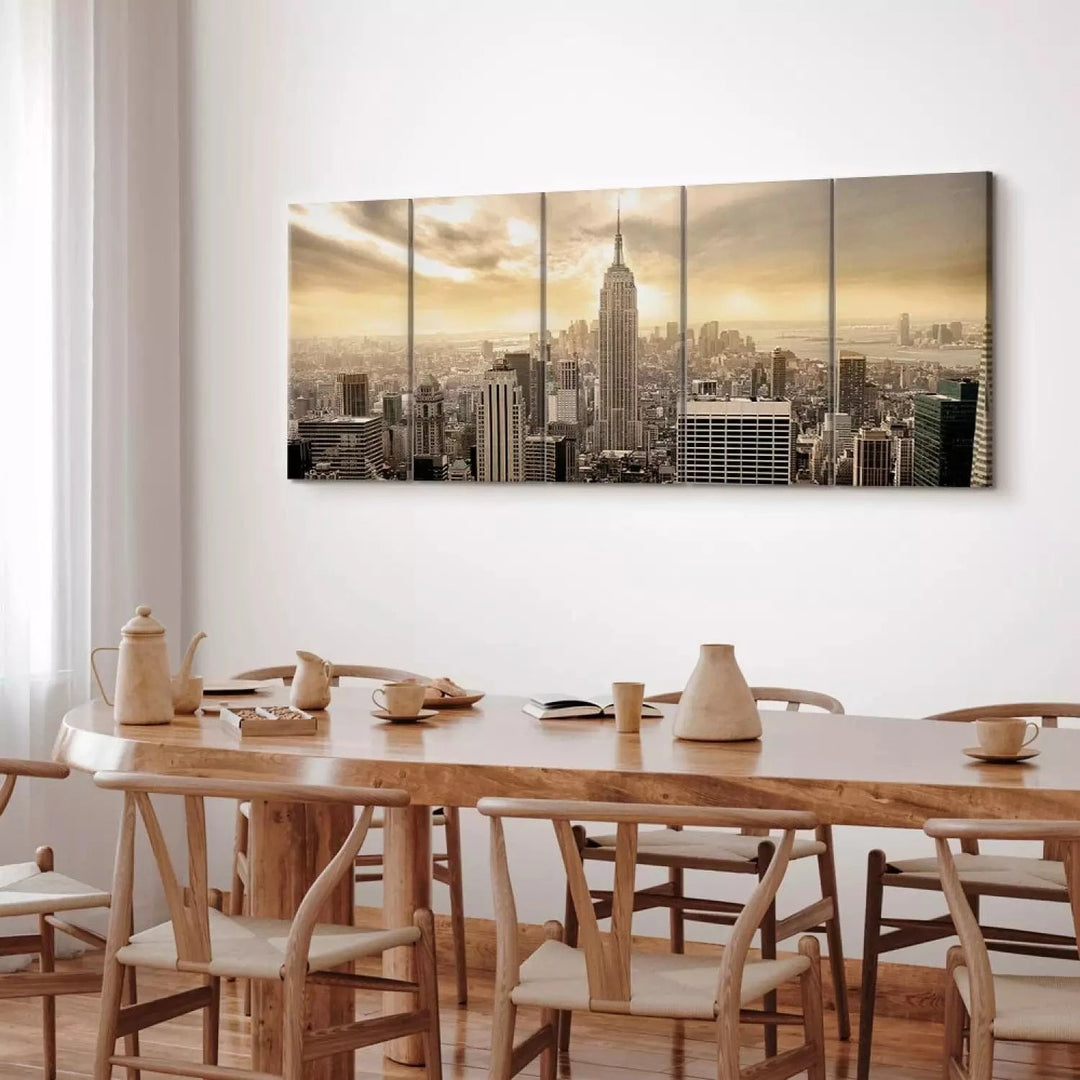 Kanva ar Ņujorku - Manhetenas skats, 98582, pelēka, dzeltena, taupe ART XL