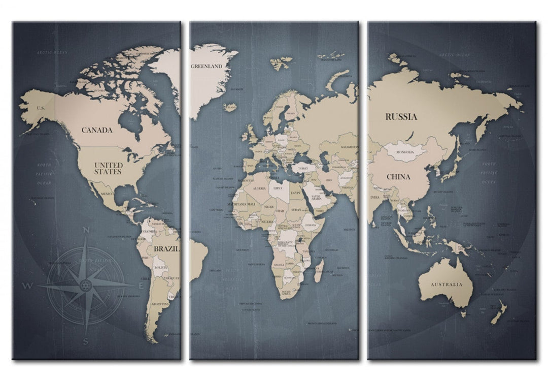 Glezna ar pasaules karti - Antracīta pasaule, 91918 (x3) G-ART
