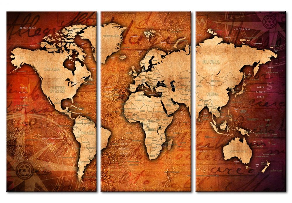 Glezna ar pasaules karti vintāžas stilā - Dzintara ceļojumi, 91866 G-ART