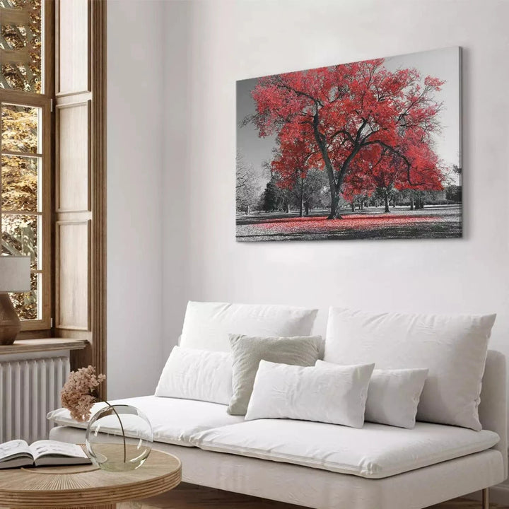 Kanva ar rudens skatu - Rudens parkā, (x 1), sarkanā un pelēkā G-ART