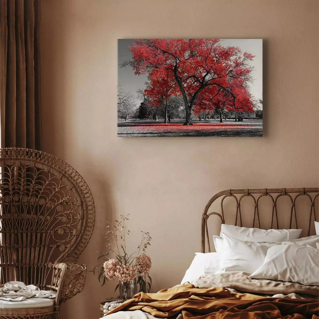 Kanva ar rudens skatu - Rudens parkā, (x 1), sarkanā un pelēkā G-ART