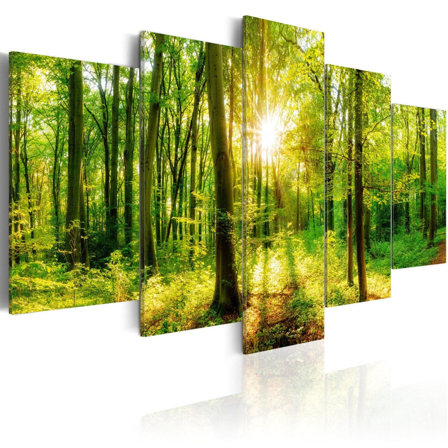 Glezna ar saulainu mežu zaļā krāsā - Meža pasaka, (x5), 94220 G-ART