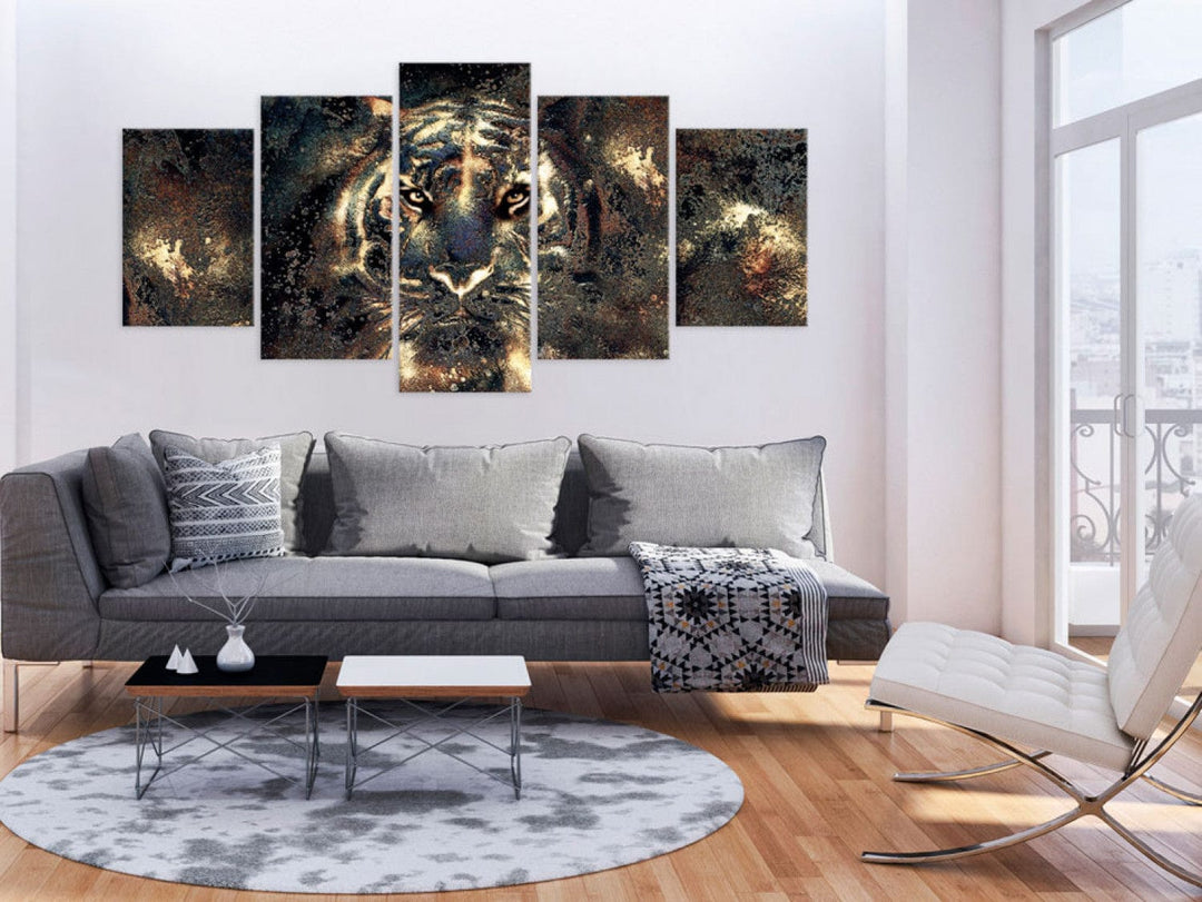 Glezna ar tīģeri uz tumša fona - Krāšņais skaistums, (x5), 92073 G-ART