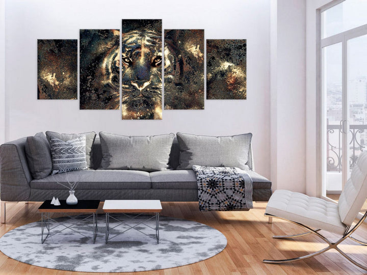 Glezna ar tīģeri uz tumša fona - Krāšņais skaistums, (x5), 92073 G-ART