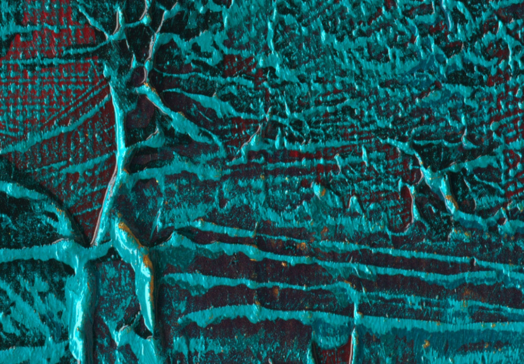 Glezna - Azūra spogulis, tumši zaļa abstrakcija ar spilgtiem akcentiem G-ART