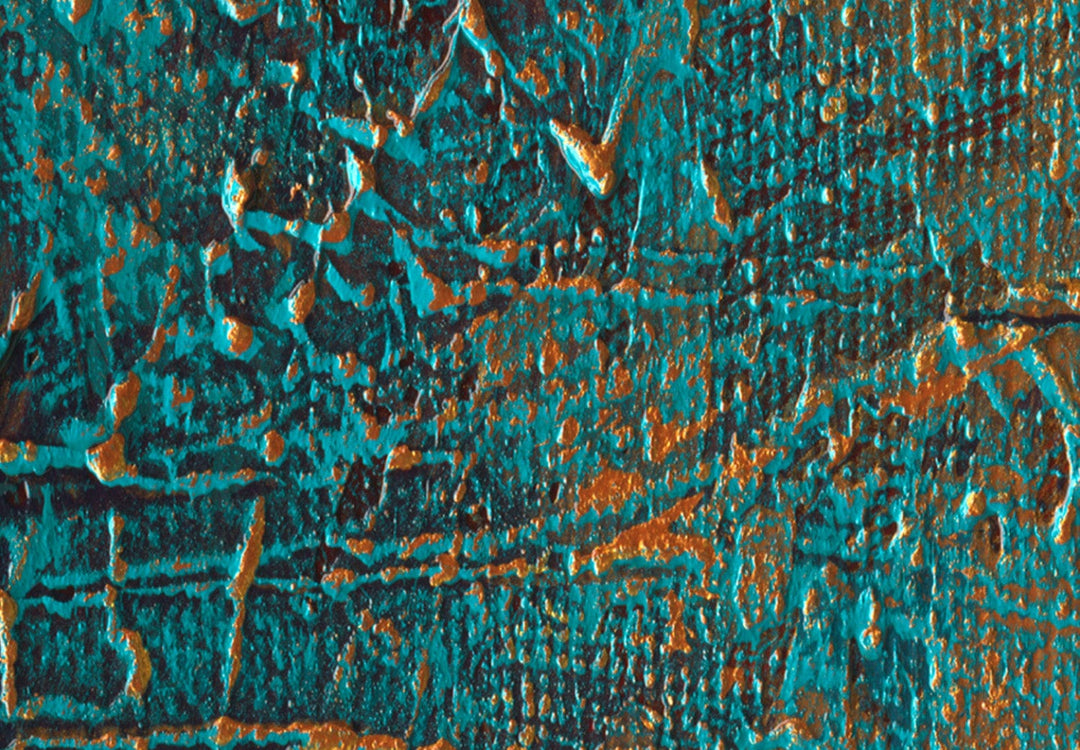 Glezna - Azūra spogulis, tumši zaļa abstrakcija ar spilgtiem akcentiem G-ART