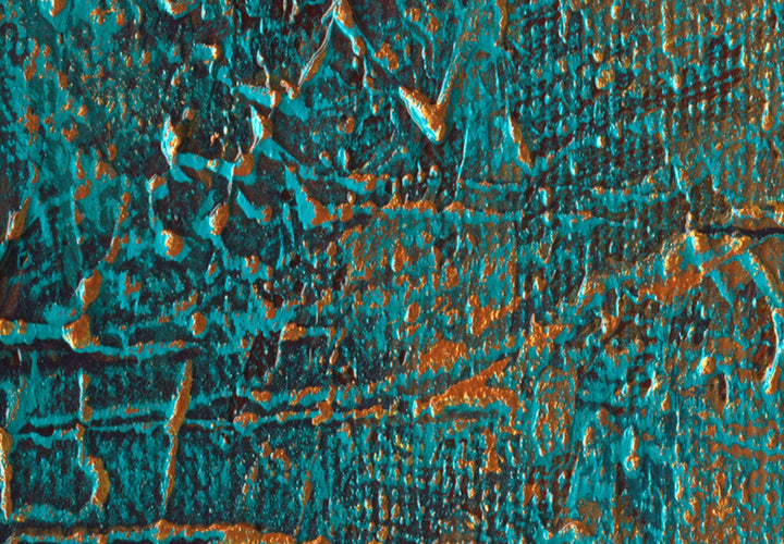 Glezna - Azūra spogulis, tumši zaļa abstrakcija ar spilgtiem akcentiem G-ART