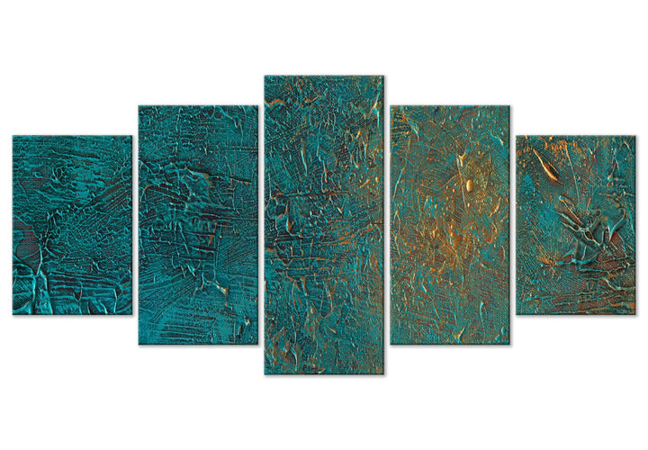 Glezna - Azūra spogulis, tumši zaļa abstrakcija ar spilgtiem akcentiem G-ART