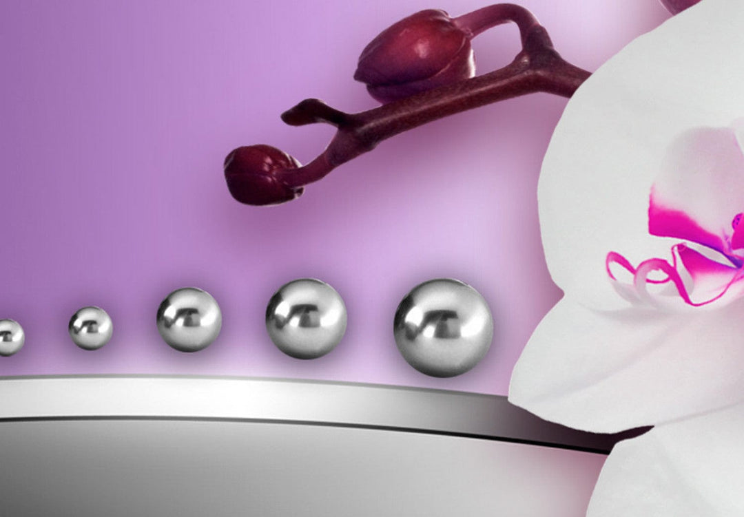 Glezna - Baltas orhidejas uz pelēka un violeta fona, 51243 G-ART