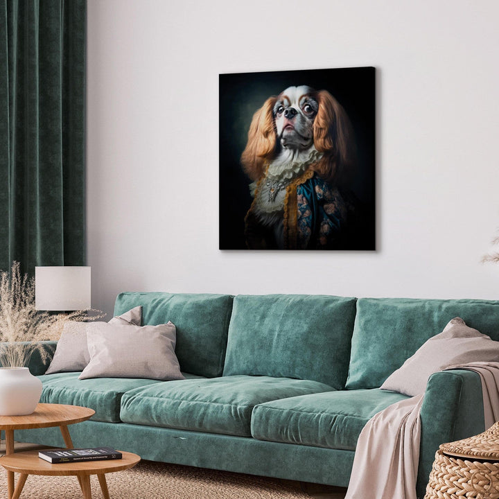 Glezna - Čārlza spaniels - lepna aristokrātiska suņa portrets - 150161 G-ART