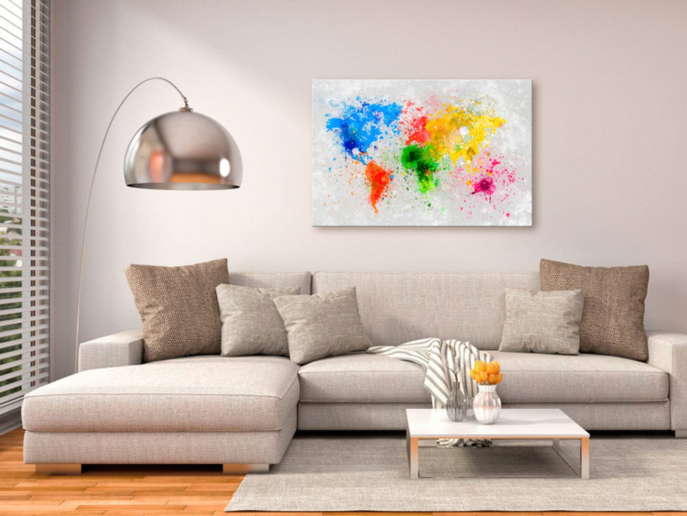 Glezna - - Daudzkrāsaina abstrakta pasaules karte, G-ART.