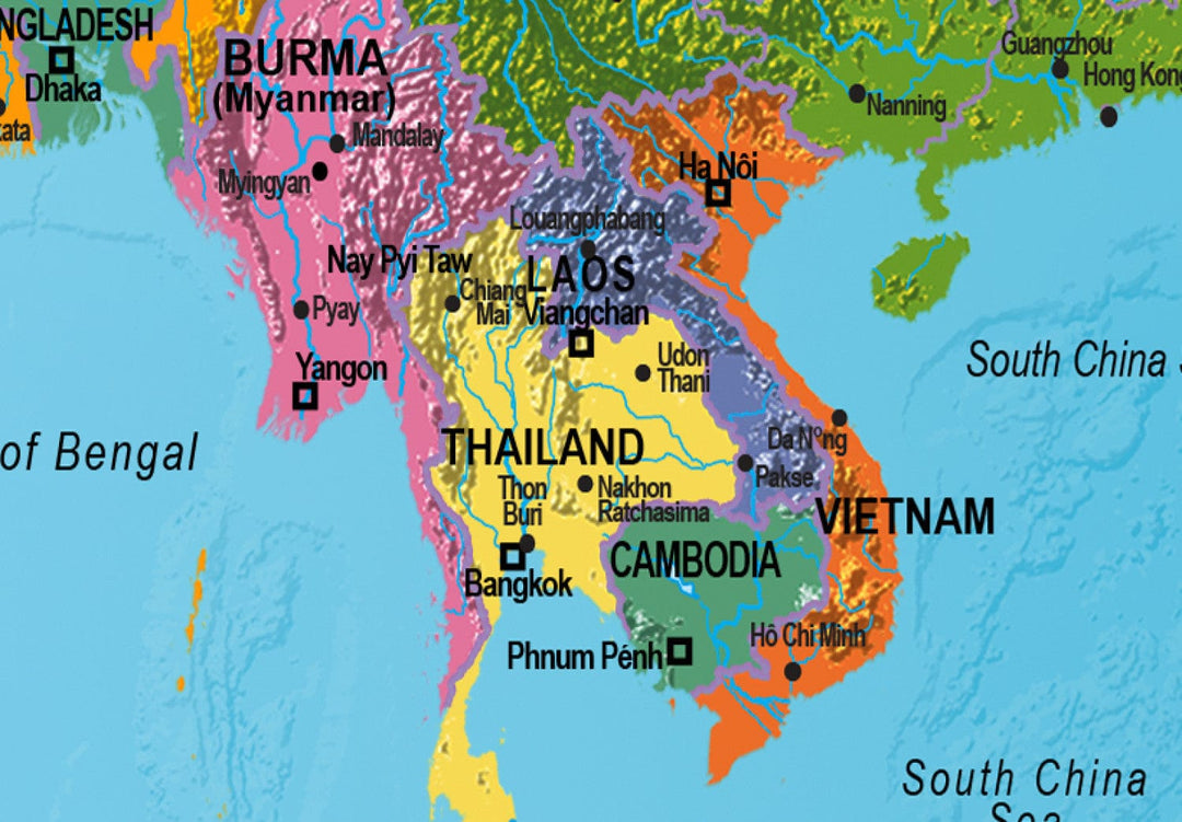 Glezna – ģeopolitiska pasaules karte uz zila fona, (x1), 94575 G-ART.