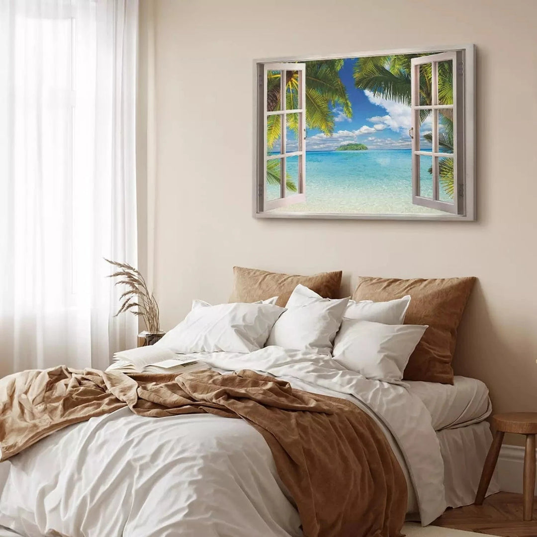 Kanva - Logs: Skats uz jūru, 105177, zilos, zaļos toņos ART XL