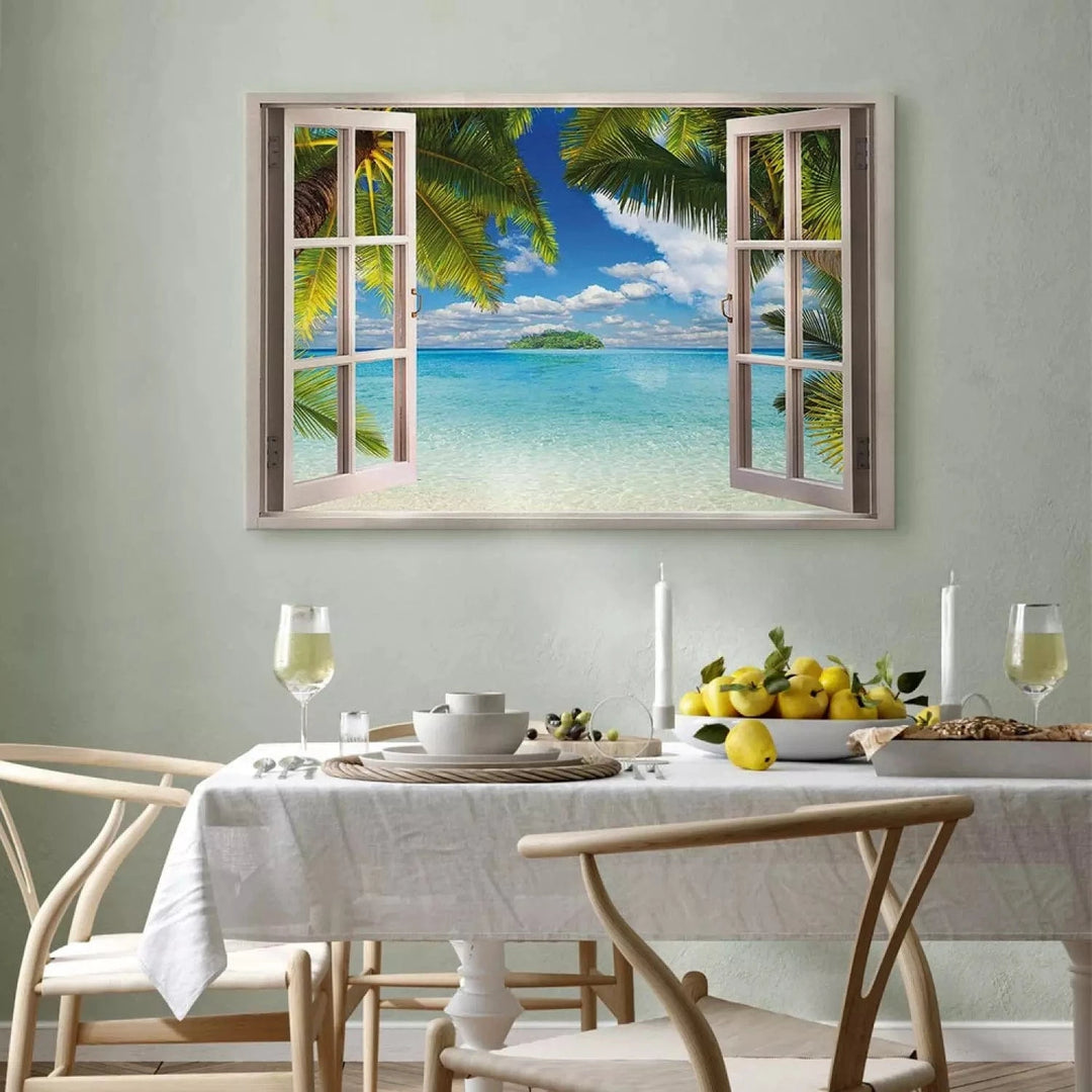 Kanva - Logs: Skats uz jūru, 105177, zilos, zaļos toņos ART XL