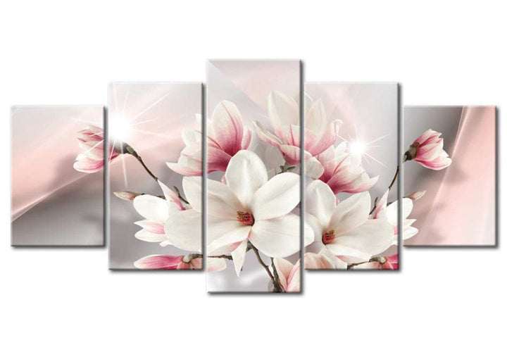 Glezna ar magnoliju rozā un pelēkā krāsā - Magnolijas ziedēšanas laikā G-ART