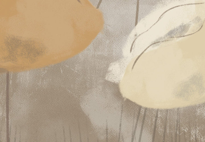 Glezna - Magoņu lauks - brūni un dzelteni krāsoti ziedi, 145178 G-ART